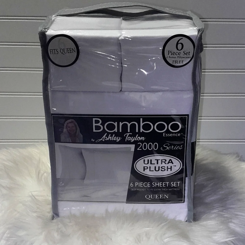 Bamboo Essence Queen White 6 Piece Sheet Set